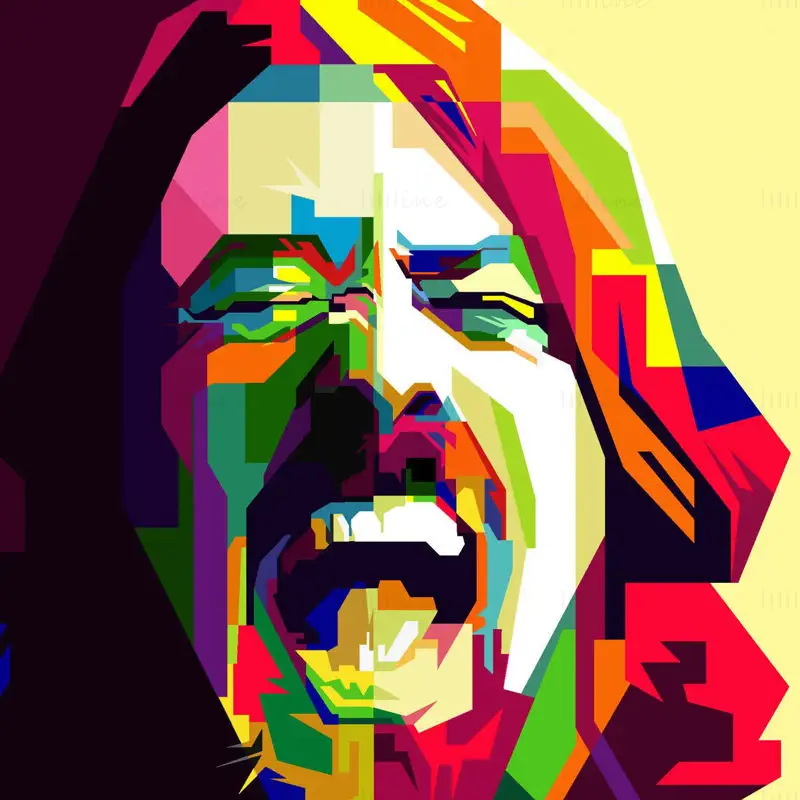 Dave Grohl Grunge Müzisyen Pop Art WPAP Vektör