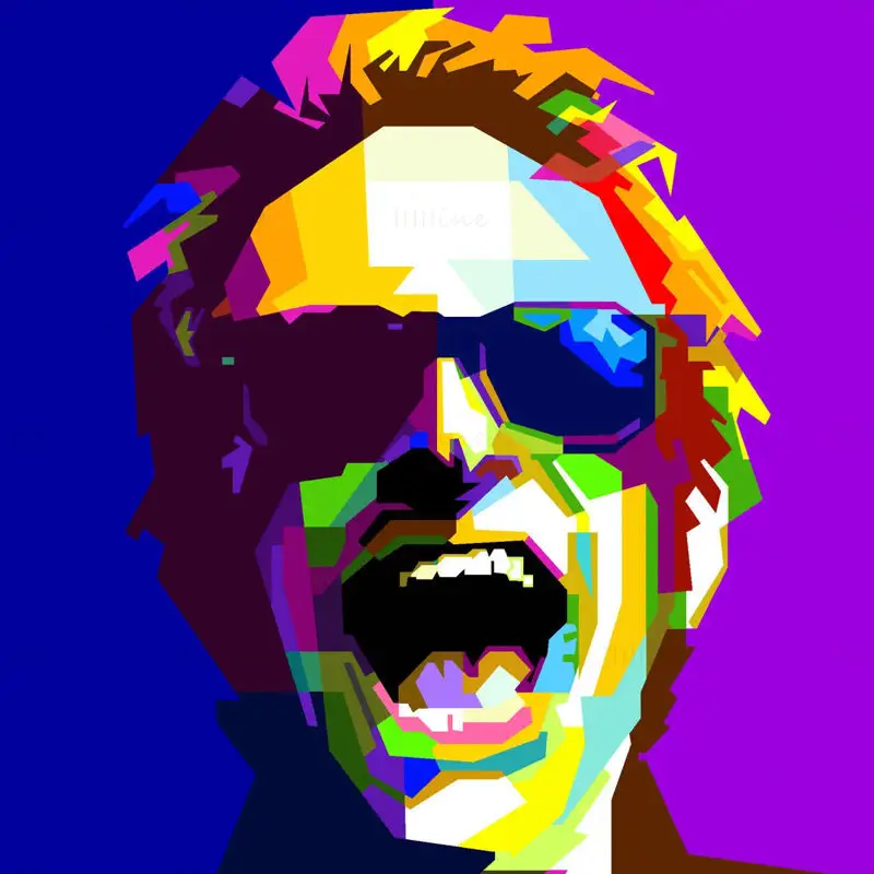 David Le Roth Van Halen Şarkıcı Pop Art WPAP Vektörü