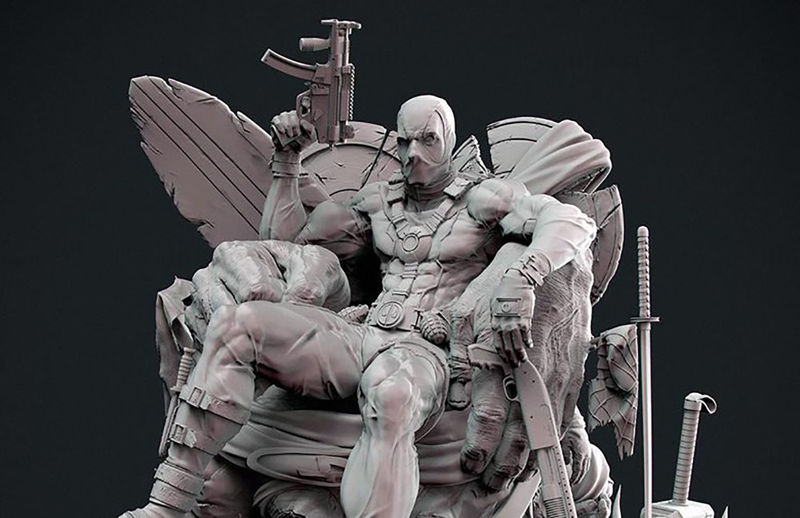 Deadpool on Throne 3D-Modell bereit zum Drucken STL