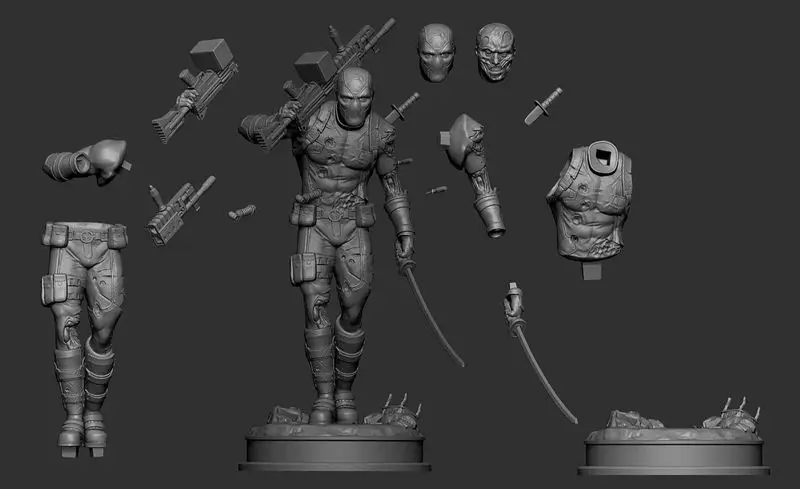 Deadpool-Statue 3D-Druckmodell STL