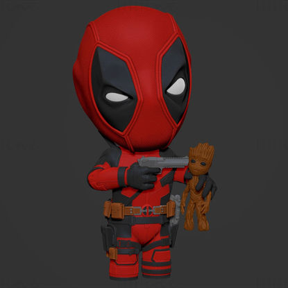 Deadpool vs Groot 3D Printing Model STL