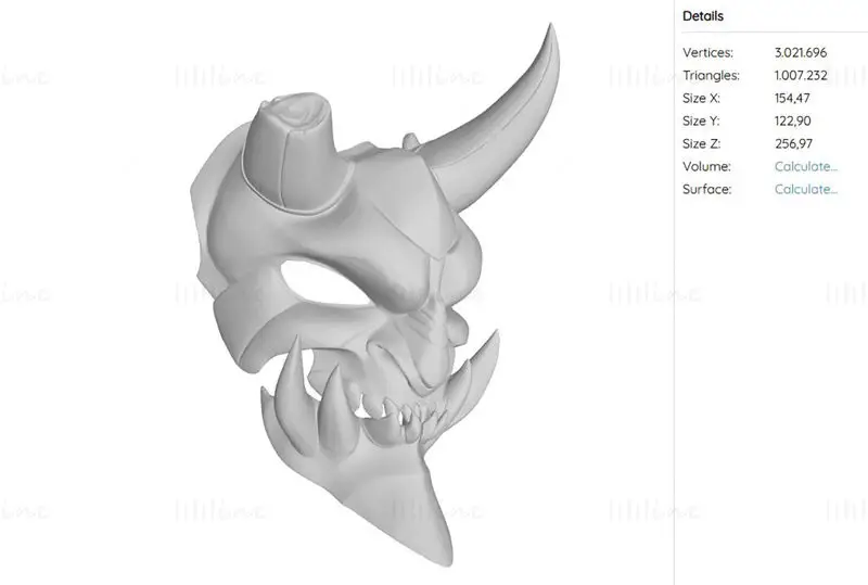 Model masky démona 3D tisk STL