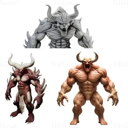 Demon Warrior Miniatuur 3D Print Model