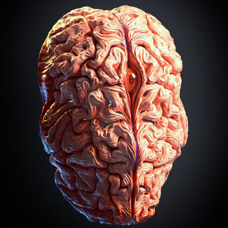 Dämon mit Gehirn-Gesichtsmaske 3D-Druckmodell