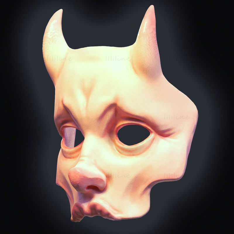 Demon woman tragic mask 3d printing model STL