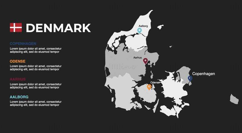 Denmark Infographics Map editable PPT & Keynote