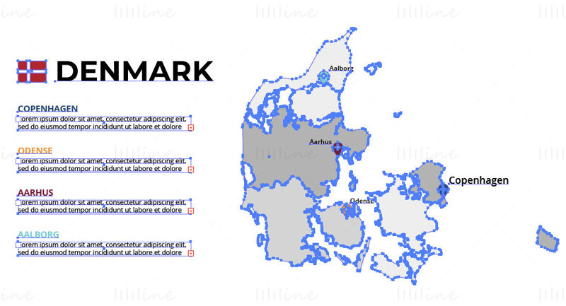 Vector de mapa de Dinamarca