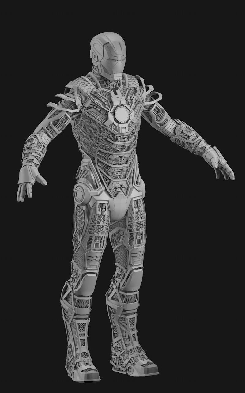 Modelo 3D detalhado do Homem de Ferro MK 41