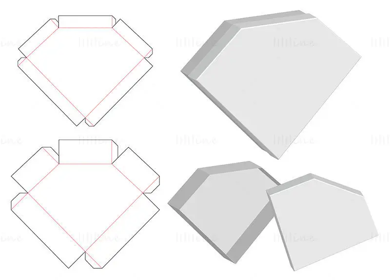 Diamond Shape Packaging dieline vector