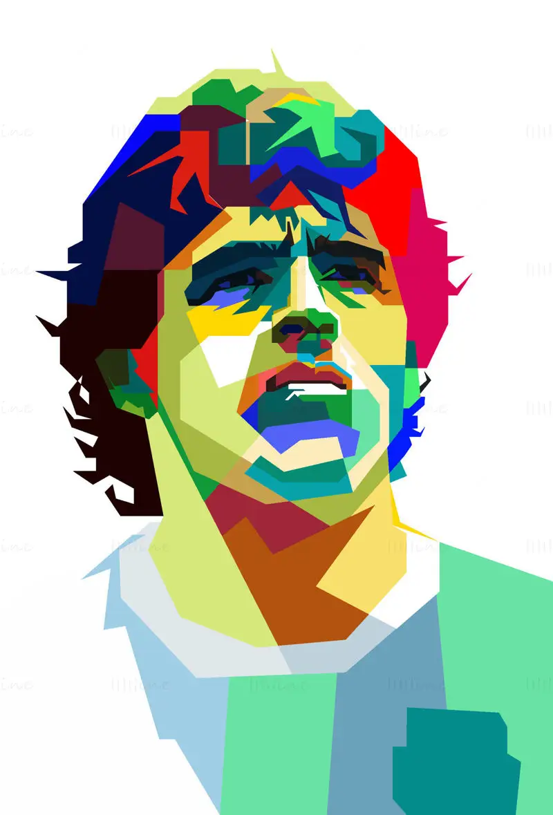 Diego Armando Maradona Fútbol Legendario Arte Pop WPAP Vector