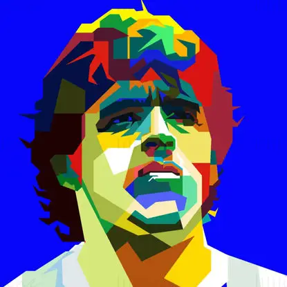 Diego Maradona Altın Eller Futbol Pop Art WPAP Vektör