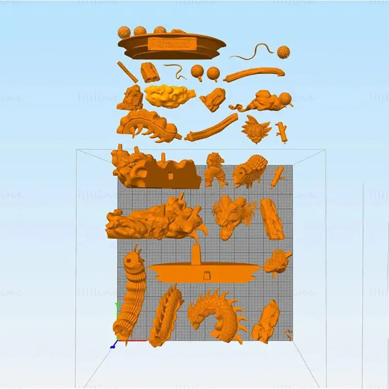Диорама кид гоку и шенлонг змајева кугла 3Д модел за штампање СТЛ