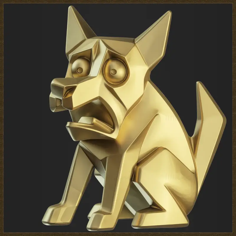 犬の幾何学的なチャームジュエリーデザイン3Dプリントモデル
