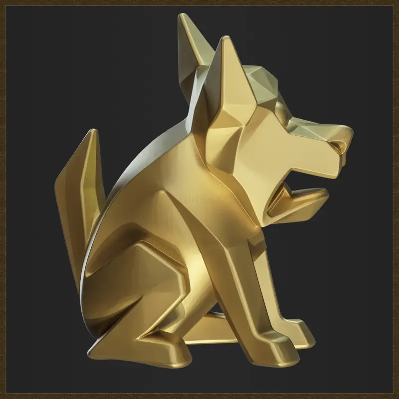 犬の幾何学的なチャームジュエリーデザイン3Dプリントモデル