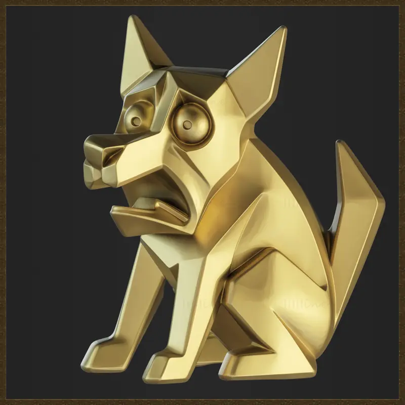 犬の幾何学的なチャームジュエリーデザイン3Dプリントモデル