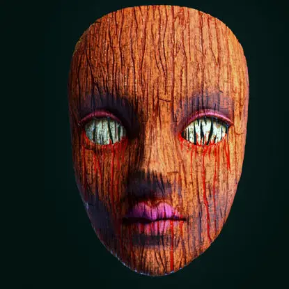 Doll mask wooden horror style 3d print model STL