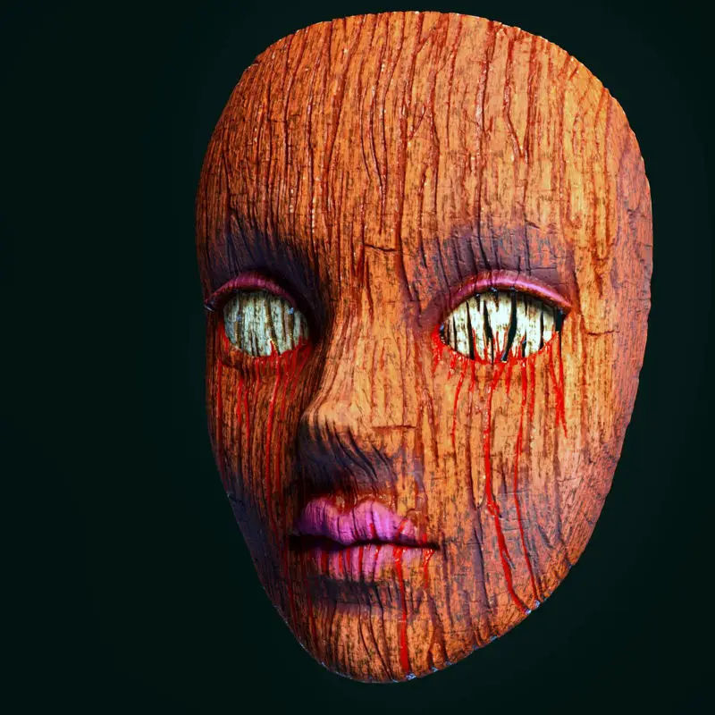 ماسک عروسکی به سبک ترسناک چوبی پرینت سه بعدی مدل STL