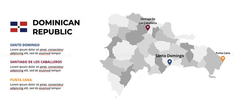 Infografiken der Dominikanischen Republik, bearbeitbare PPT- und Keynote-Karte