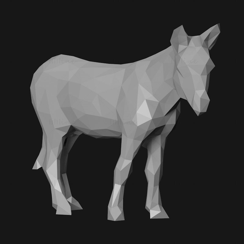 Модель 3D-печати Donkey с низким полифоном
