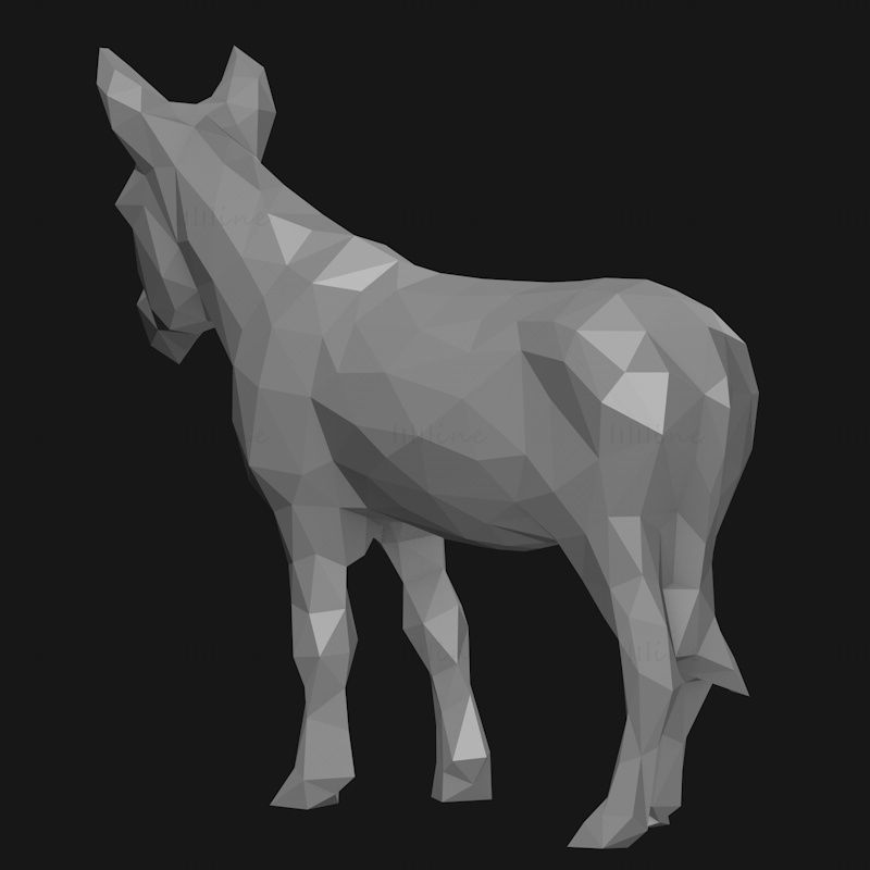 Donkey low-poly 3D-utskrift modell