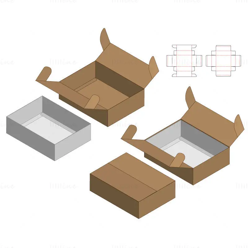 Double layer gift box dieline vector