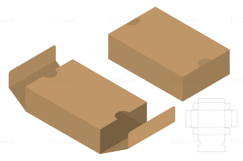 Double opening rectangular packaging box dieline pattern vector eps