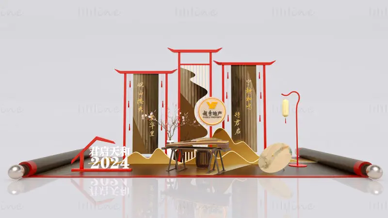 Chinesische Immobilienkunstanzeige DP-Punktdesign 3D-Szene