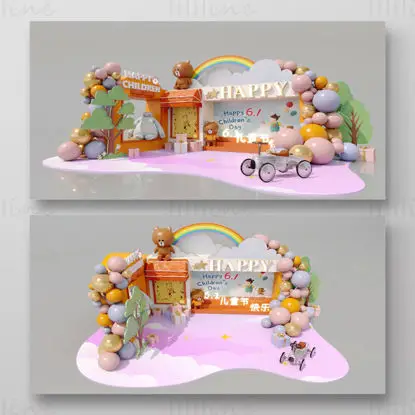 Children's Day atrium art display DP point design 3D model scene