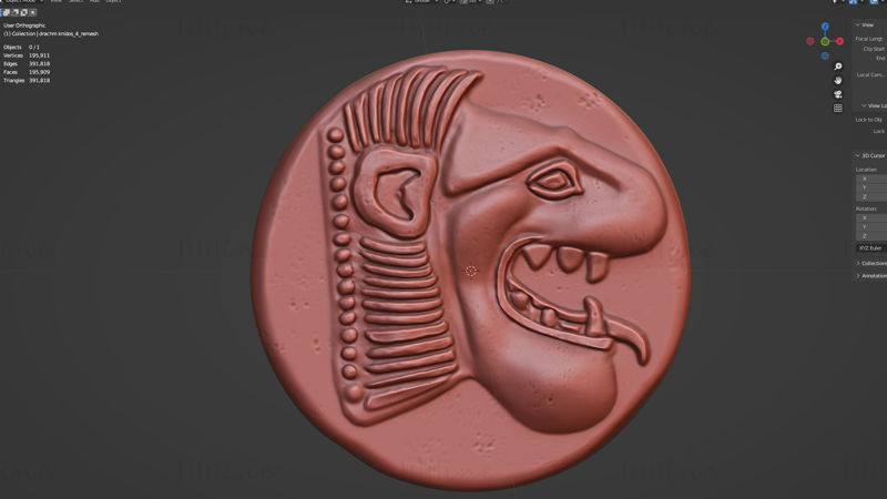 Drachme von Knidos Ancient Coin 3D-Druckmodell