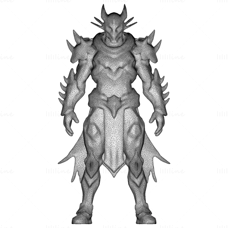 3D tiskový model bitevní zbroje Draconic Knight