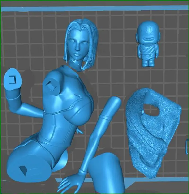 Dragon Ball Z - Android 18 vs Krillin Figure 3D Print Model STL