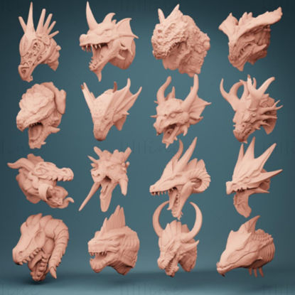 Modelo de impresión 3D de soportes de pared con cabeza de dragón