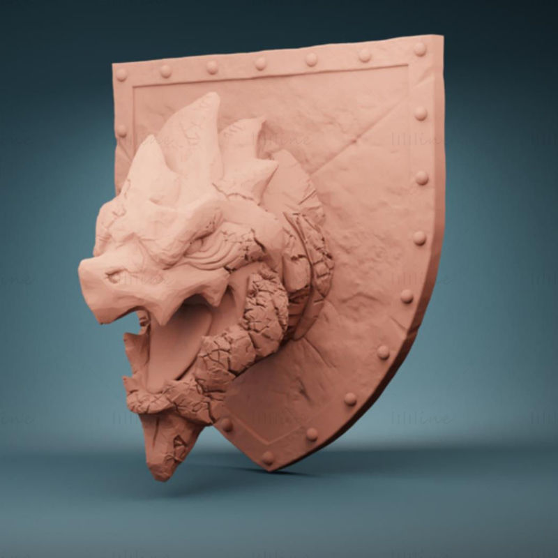 Dragon Head-wandmontage 3D-printmodel