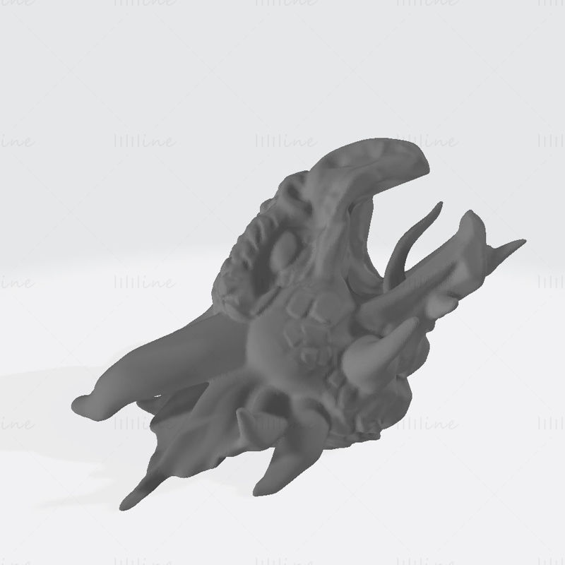 Modelo de impressão 3D de montagem em parede com cabeça de dragão