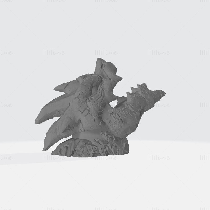 Drachenkopf-Wandhalterungen, 3D-Druckmodell