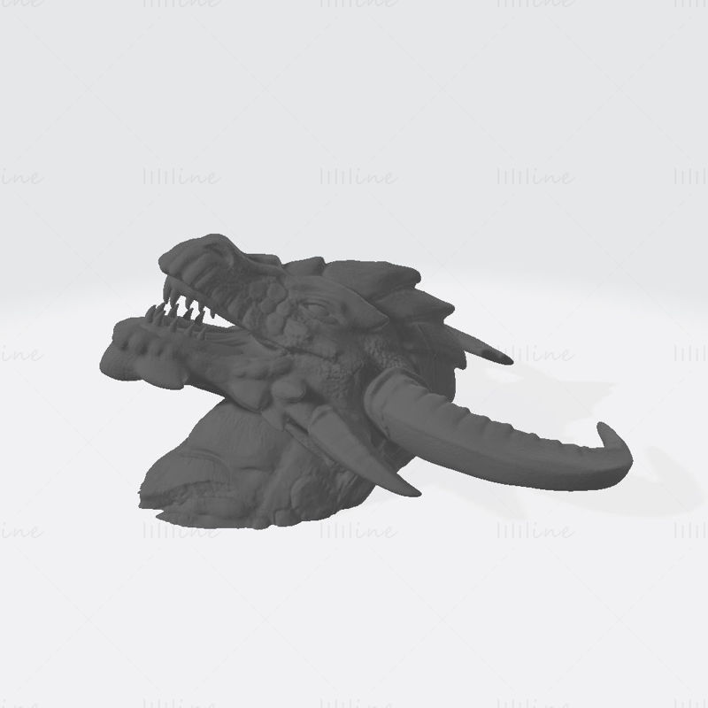 Modelo de impressão 3D de montagem em parede com cabeça de dragão