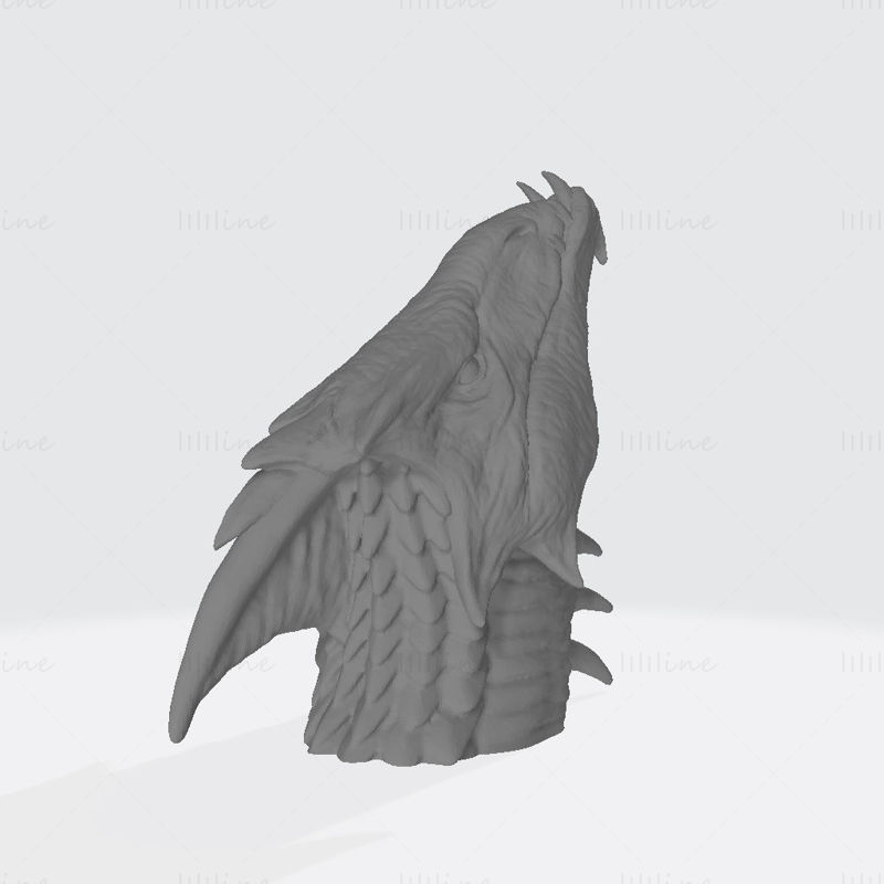 ドラゴン ヘッド ウォール マウント 3D プリント モデル
