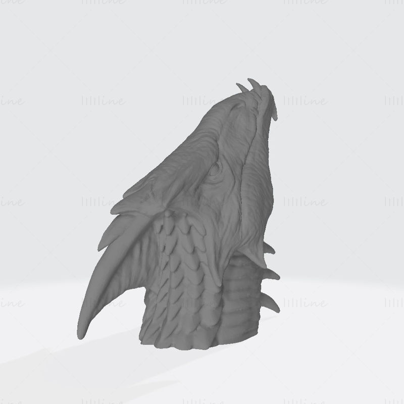 Modelo de impressão 3D de montagem em parede com cabeça de dragão