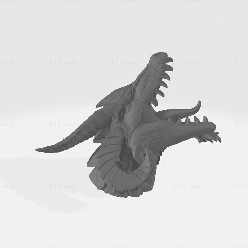 Modelo de impressão 3D de montagem em parede com cabeça de dragão