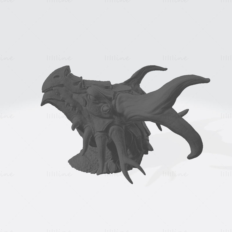 ドラゴン ヘッド ウォール マウント 3D プリント モデル