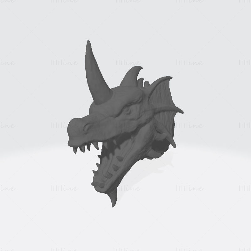 Modelo de impressão 3D de montagem em parede com cabeça de dragão