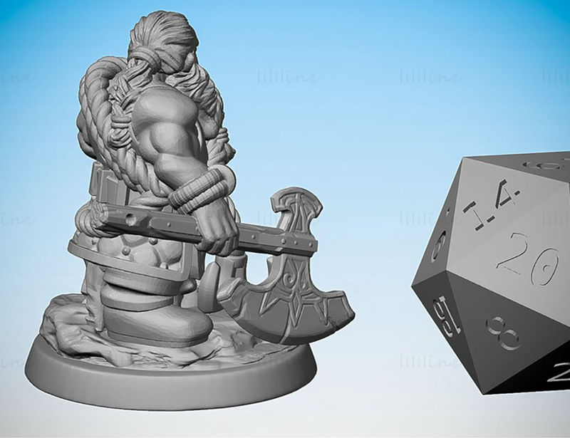 Modelo de impresión 3D del enano cazador de dragones