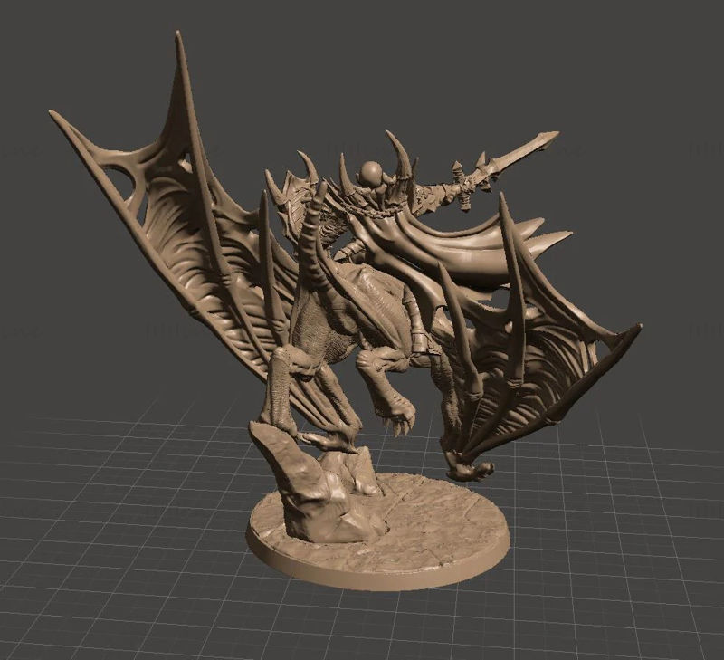 Drakenmir on Bloodhunter - Soulless Vampire Hero on Dire Bat 3D Printing Model STL