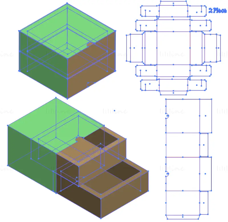 Drawer box die cutting line vector eps