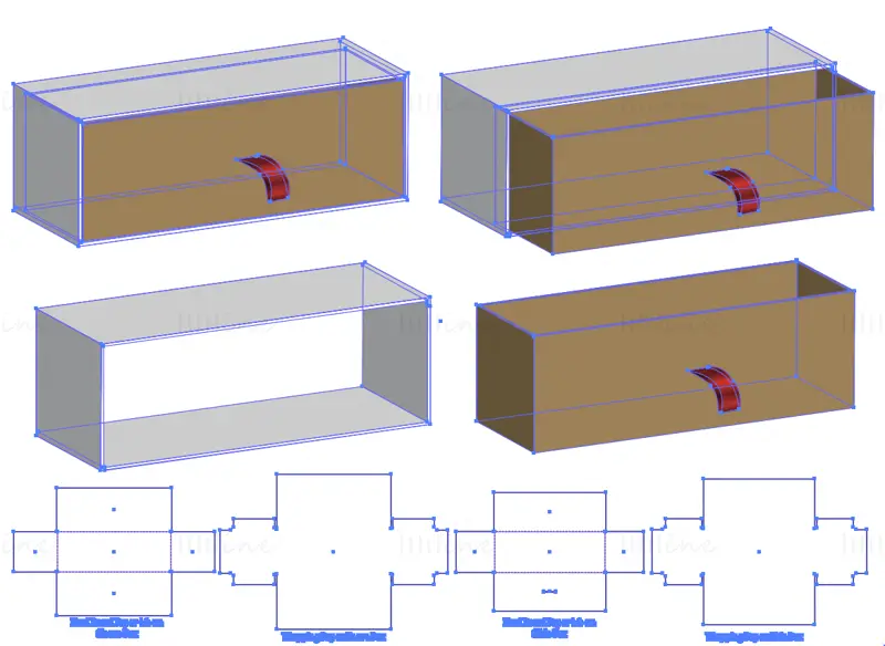 Drawer box dieline vector eps