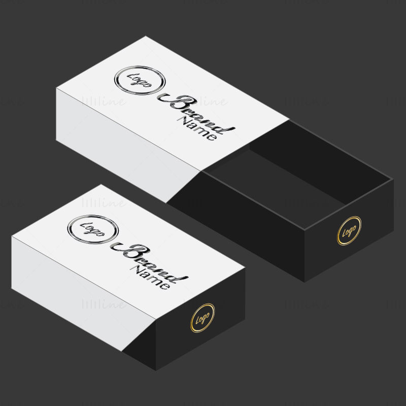 Cassetto scatola di imballaggio modello Dieline vettore