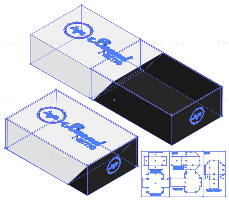 Drawer Box Packaging Dieline Pattern Vector