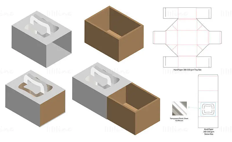 Drawer box with handle, dieline vector