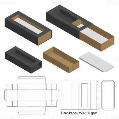 Drawer box with product support dieline vector