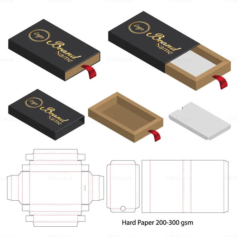 Drawer box with support dieline vector